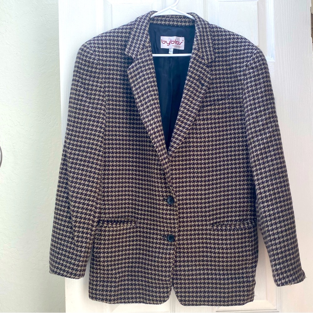 BYBLOS | VINTAGE 100% Wool Italian Plaid Coat Blazer size 10